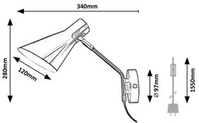 Rabalux 4504 - Fali lámpa ALFONS 1xE27/25W/230V