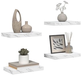 vidaXL Falpolc tárolóval 4 pcs Fehér márvány 40 x 23,5 x 4 cm Faanyag