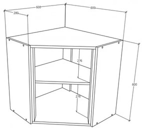 Benita 1 ajtós Felső konyhaszekrény Fehér 60x60x60 cm