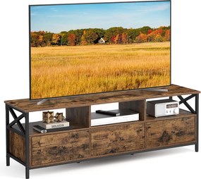 TV-állvány 3 fiókkal és tárolópolcokkal, 147 x 50 x 40 cm, rusztikus