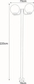KAJA K-LP270-2200 ANA Króm Színű Kültéri Állólámpa 2xE27 15W IP44