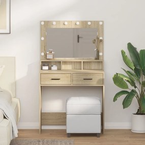 LED Fényes Sminktükör Sonoma Tölgy 79x41x135 cm