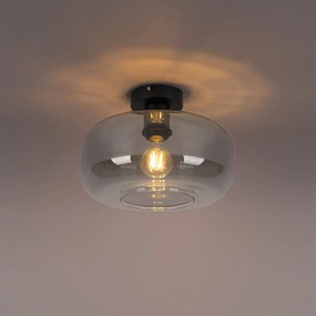 Art Deco mennyezeti lámpa fekete füstüveggel - Bizle