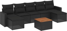 vidaXL 8 részes fekete polyrattan kerti ülőgarnitúra párnákkal