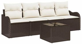 vidaXL Kerti Kanapé Szett Barna polirattan