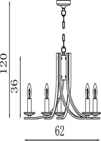 Searchlight 4165-5SB - ASCONA láncos csillár 5xE14/60W/230V