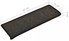 15 db lépcsőszőnyeg 65 x 21 x 4 cm antracit téglalap alakú széllel