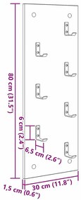 Fali Kabáthorog Musta tammi 30 x 1.5 x 80 cm Faanyag