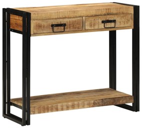 Konzolasztal 90x33x75 cm Tömör durva mangófából