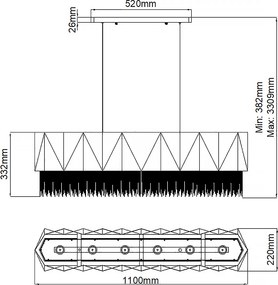 Elstead glamour modern függeszték zuma fekete arany elshk-zuma-isle-sbg