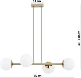 Brilagi - Kábeles függőcsillár MILO ECRU 4xE27/60W/230V bézs/arany