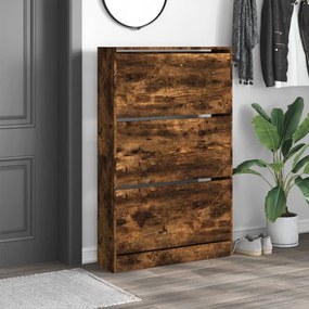 füstös tölgy színű szerelt fa cipőszekrény 80 x 21 x 125,5 cm