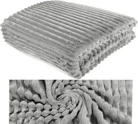 Takaró, ágytakaró mikroszálas dombornyomott csíkos 160x200 Szürke