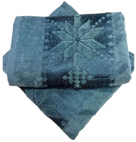 Jacquard frottír törölköző kék csillag 50x90cm TiaHome