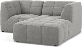 Szürke buklé sarokkanapé (jobb oldali-heverő résszel) Aloha – Makamii