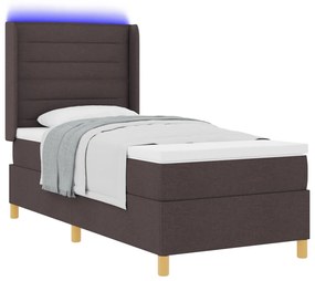 Boxspring Ágy Matrac és LED Sötétbarna 80x200 cm Szövet