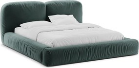 Petróleum színű kárpitozott ágyneműtartós franciaágy ágyráccsal 180x200 cm Martina – Micadoni