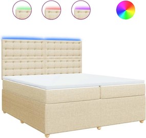 vidaXL krémszínű szövet rugós ágy matraccal 200 x 200 cm