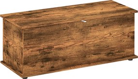HOMCOM Tároló Pad, Beltéri Doboz Csúszásmentes Talppal, 120 kg Teherbírás, Fa Belső Tároló Láda, Hálószobába és Előszobába, 100x40x40 cm, Rusztikus Ba