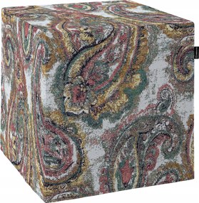 Kocka puff 40 x 40 x 40 cm többszínű paisley krémszínű háttérrel