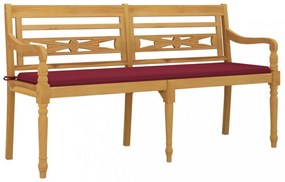 tömör tíkfa Batavia pad bordó párnával 150 cm