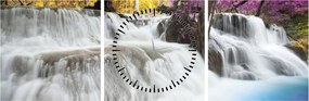 Egy kép Erawan vízeséséről az erdőben (órával) (90x30 cm)