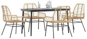 vidaXL 5 észes barna polyrattan üveg kerti étkezőgarnitúra