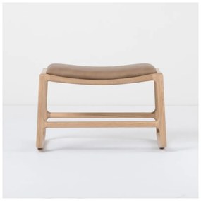 Dedo tömör tölgyfa szerkezetű zsámoly barna bivalybőr ülőkével - Gazzda