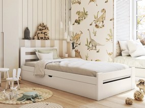 Gyerekágy 90 x 190 cm Nia (ágyráccsal és tárolóhellyel) (fehér). 1012889