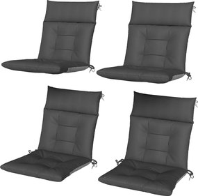Outsunny 4 darabos székpárna szett 111,5 x 53 x 8 cm, vízlepergető, csúszásmentes, megkötős ülőpárnák beltéri/kültéri bútorokhoz, sötétszürke | Aosom