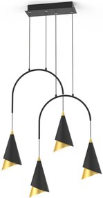ITALUX PND-433128-3 RAALTO Többágú Függesztett Lámpa Fekete, Arany LED IP20