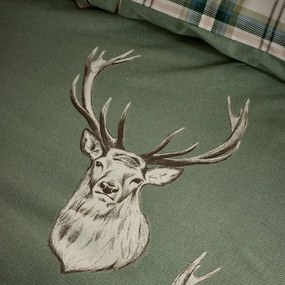 Zöld kétszemélyes ágyneműhuzat 200x200 cm Stag Check – Catherine Lansfield