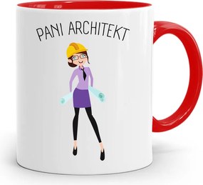 Piros Építész Asszony Bögre Ajándék fényképes nyomtatással