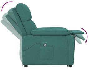 sötétzöld szövet elektromos dönthető fotel