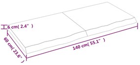 világosbarna kezelt tömör tölgyfa fali polc 140 x 60 x (2-6) cm