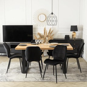 Étkezőgarnitúra 6 db. Fekete Bársony Irys székkel. Bővíthető asztal EDWIN 160-260 cm