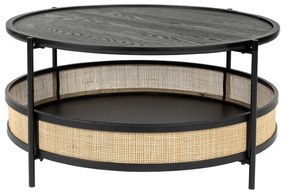 Fekete-natúr színű kerek dohányzóasztal ø 80 cm Makoto – White Label