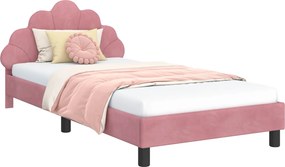 vidaXL Gyerekágy kerettel fejtámlával Rózsaszín 90 x 190 cm Bársony