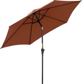 Outsunny Elbillenő Napernyő Kerti Parasol Piacra Kézi Kihúzóval Alu 180 g/m² Poliészter Acél Kávé Ø2.6 x 2.35 m | Aosom