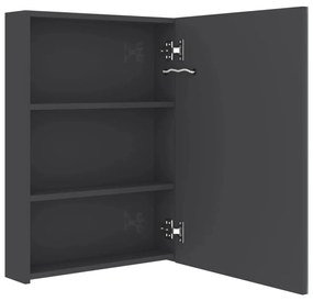 fényes szürke LED-es tükrös fürdőszobaszekrény 50 x 13 x 70 cm