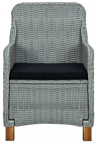 2 db világosszürke polyrattan kerti szék párnával