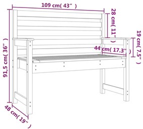szürke tömör fenyőfa kerti pad 109x48x91,5 cm
