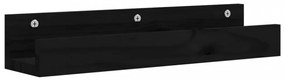 2 db fekete tömör fenyőfa falipolc 50 x 12 x 9 cm