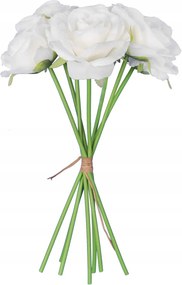 Csokor 7 Rózsa 37CM Fehér Színű Művirág Élő Váza