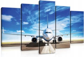Vászonkép 100x60 Repülőgép repülőtér kifutópálya ég felhők utazás aviáció