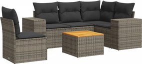 vidaXL 6 részes szürke polyrattan kerti ülőgarnitúra párnákkal