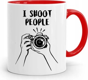 Piros Fotós Bögre És Shoot People Ajándék fényképes nyomtatással