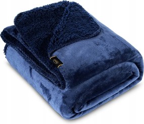 Takaró 200x220 kétoldalas sötétkék puha meleg vastag ágytakaró
