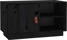 vidaXL fekete tömör fenyőfa TV-szekrény 70 x 34 x 40 cm