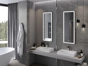 Mexen Coro fürdőszobai tükör megvilágítással 45 x 120 cm, LED 6000K, páramentes, fekete keret - 9817-045-120-611-70